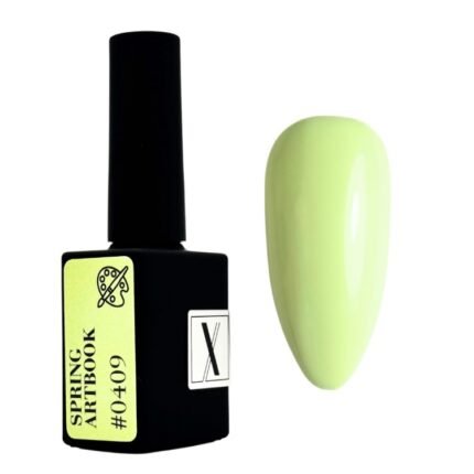 Lakier hybrydowy XNAIL Spring Artbook #0409 – pastelowy zielony odcień, świeża i naturalna stylizacja