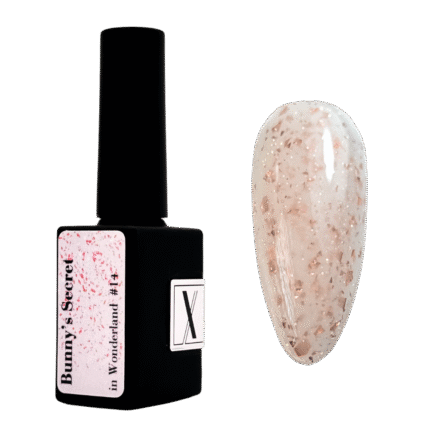 Xnail Baza kamuflująca Bunny's Secret #0014 – beżowa baza z drobinkami i folią, 10 ml