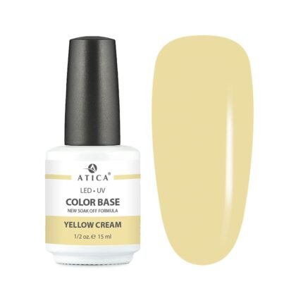 Atica Yellow Cream – żółta kolorowa baza hybrydowa o średniej gęstości, 15 ml