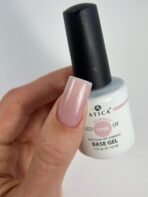 Atica Pink Shimmer – różowa baza hybrydowa z połyskiem, samopoziomująca, 15 ml - obrazek 2