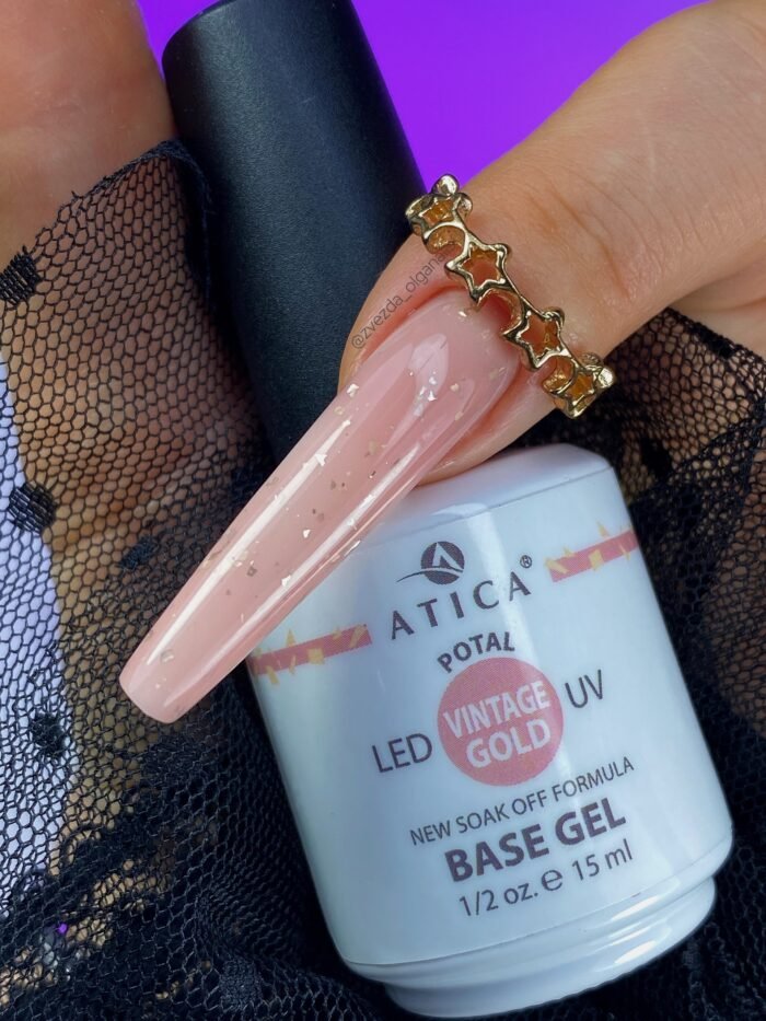 Atica Vintage Gold – złota baza hybrydowa kamuflująca, samopoziomująca, 15 ml - obrazek 2