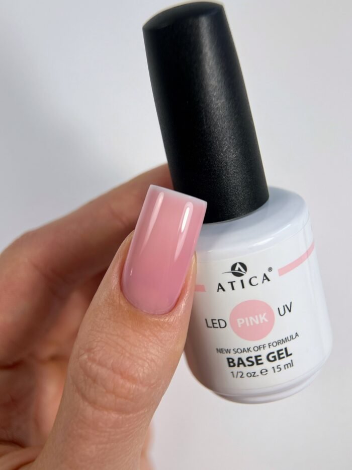 Atica Pink – różowa baza hybrydowa kamuflująca, samopoziomująca, 15 ml - obrazek 2