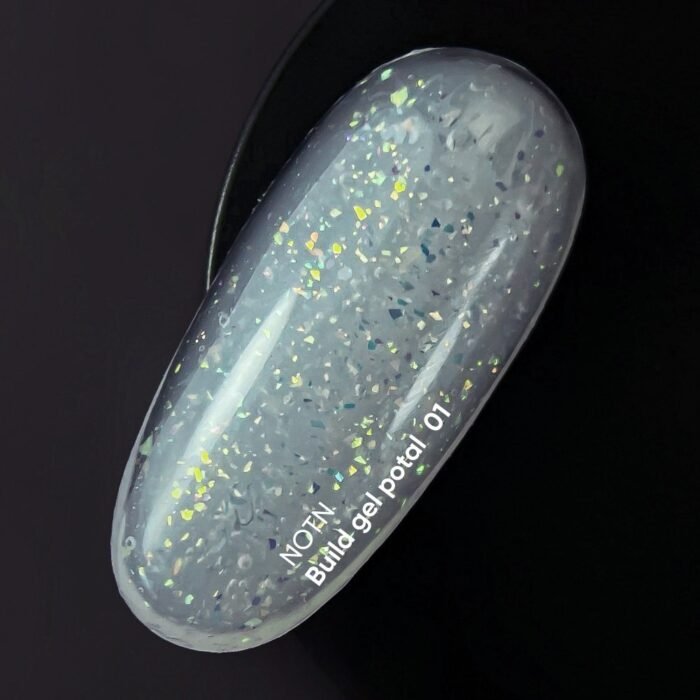 NAILSOFTHEDAY Build gel Potal 01 – mleczny żel budujący z cząstkami folii, 15 ml - obrazek 2