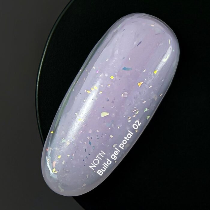 NAILSOFTHEDAY Build gel Potal 02 – jasno-różowy żel budujący z cząstkami folii, 15 ml - obrazek 2