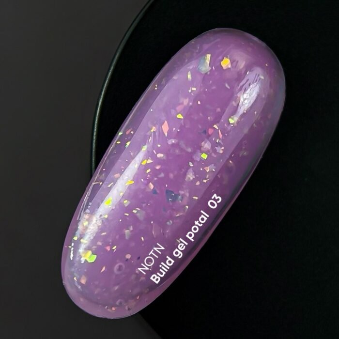 NAILSOFTHEDAY Build gel Potal 03 – różowy żel budujący z cząstkami folii, 15 ml - obrazek 2