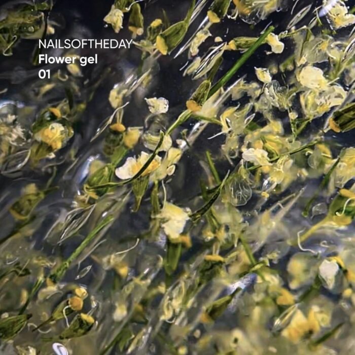 NAILSOFTHEDAY Build gel Flower 01 – przezroczysty żel budujący z kwiatami, 15 ml - obrazek 3