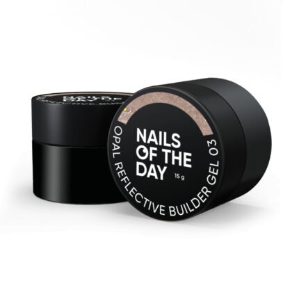 NAILSOFTHEDAY Opal reflective Builder gel 03 – ciepły nudowy żel budujący z opalowym połyskiem i drobinkami odblaskowymi, 15 g