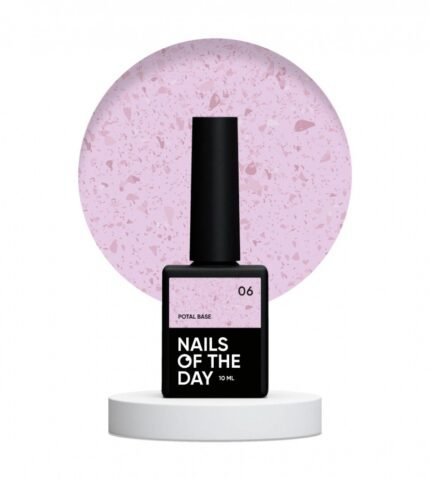 NAILSOFTHEDAY Potal Base 06 – jasno-różowa baza hybrydowa z miedzianymi płatkami, 10 ml