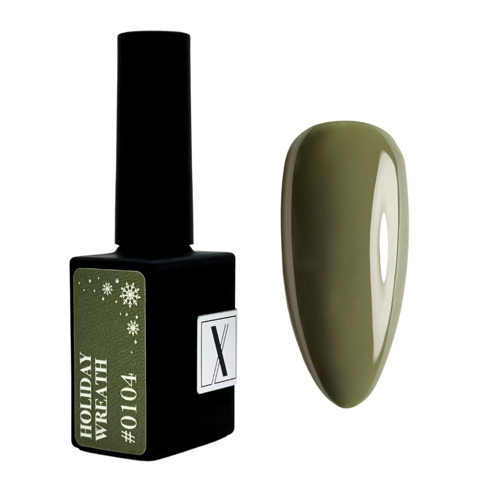 Holiday Wreath #0104 – lakier hybrydowy 10 ml, Hello, December Collection Lakier hybrydowy Holiday Wreath #0104 – przygaszona zieleń Hello, December Collection