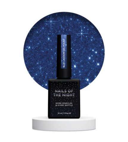 Lakier hybrydowy NAILSOFTHENIGHT Blue Lagoon 10 ml – niebieski lakier z odblaskową drobinką
