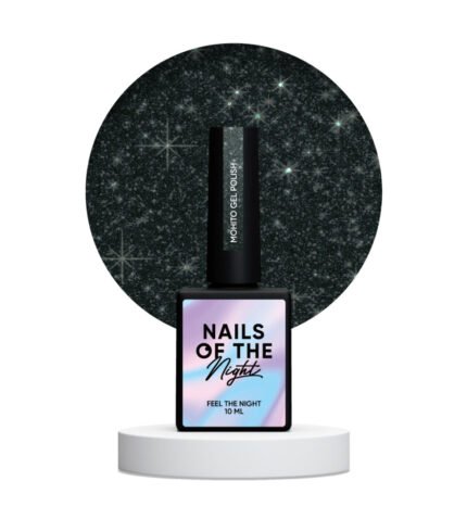 Lakier hybrydowy NAILSOFTHENIGHT Mohito 10 ml – ciemno-zielony lakier z odblaskową drobinką
