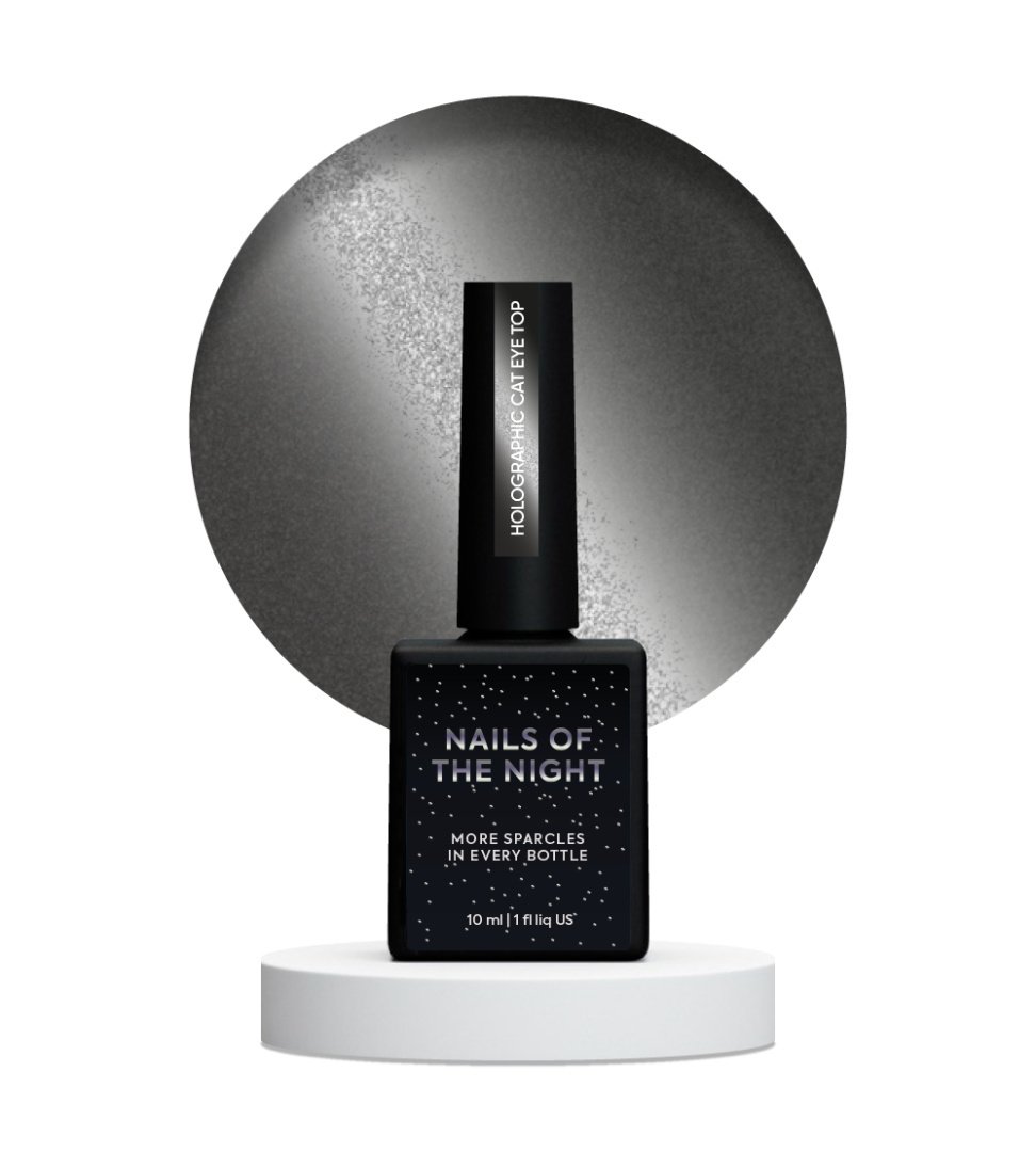 NAILSOFTHENIGHT Holographic Top Cat Eye – holograficzny top bez lepkiej warstwy NAILSOFTHENIGHT Holographic Top Cat Eye top hybrydowy holograficzny 10 ml