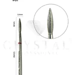 Frez diamentowy płomień Crystal Professional №01 czerwone nacięcie 2,1 mm