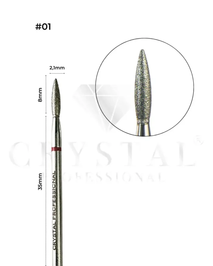 Frez diamentowy płomień Crystal Professional №01 czerwone nacięcie 2,1 mm