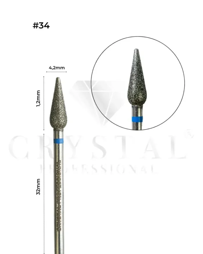 FREZ DIAMENTOWY KROPLA Crystal Professional №34 – niebieskie nacięcie 4,2 mm