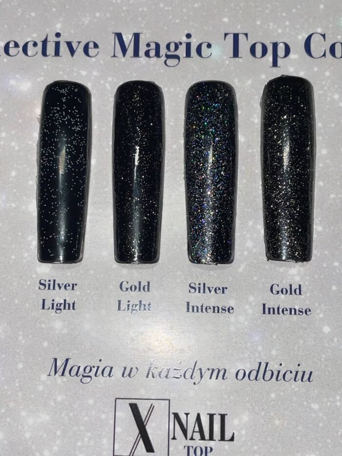 XNAIL Silver Light #0005 – top hybrydowy z delikatnym brokatem refleksyjnym, 10 ml - obrazek 2