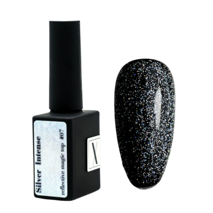 XNAIL Silver Intense 0007 top hybrydowy z intensywnym srebrnym brokatem