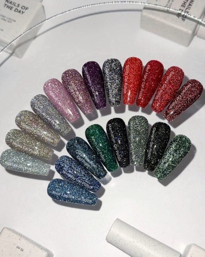 NAILSOFTHEDAY Kevin Gel Polish – lakier hybrydowy z drobinką odblaskową, 10 ml - obrazek 4