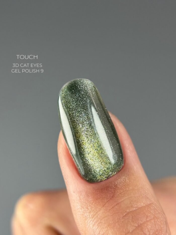 TOUCH 3D Cat Eyes Gel Polish 09 – zielony lakier hybrydowy z efektem kociego oka, 9 ml - obrazek 2