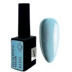 Lakier hybrydowy niebieski Eucalyptus Steam #1105 kolor na tipsie próbka