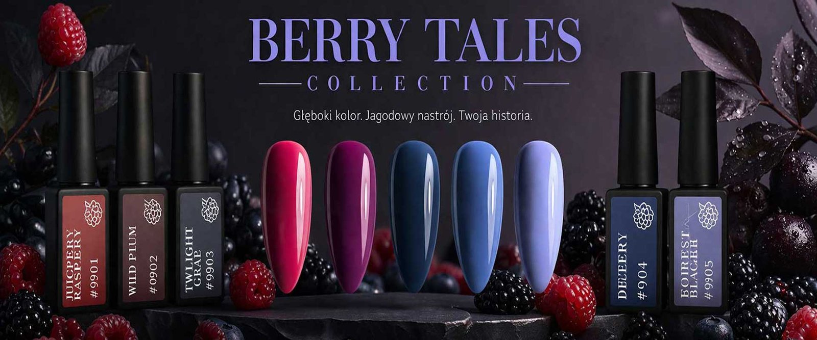 Kolekcja Berry Tales – lakiery hybrydowe w odcieniach owocowych z paletą kolorów TIPSI SHOP