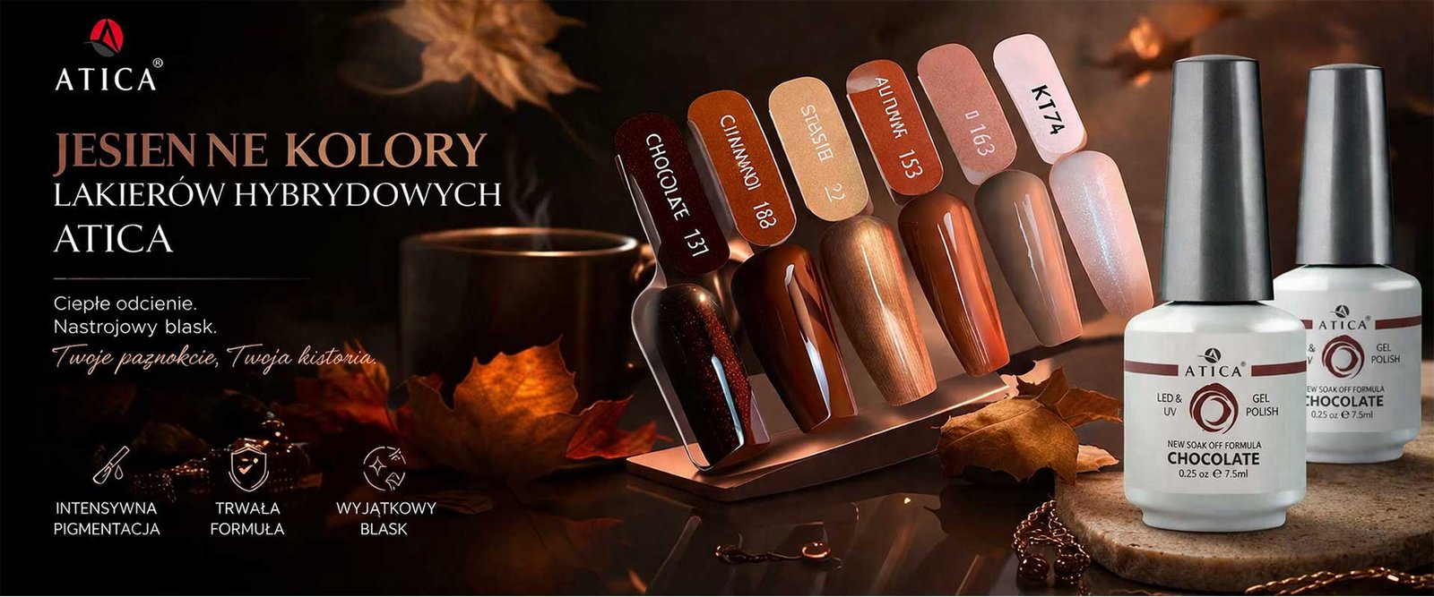 Jesienne kolory lakierów hybrydowych Atica – kolekcja inspirowana barwami jesieni