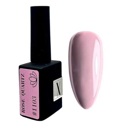 Lakier hybrydowy różowy Rose Quartz #1103 kolor na tipsie próbka