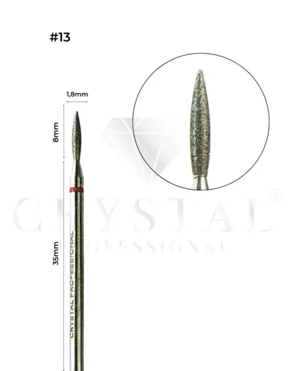 Frez diamentowy płomień 1,8 mm czerwony Crystal Professional №13