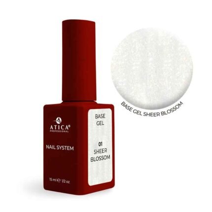 ATICA Base Gel 01 Sheer Blossom 15 ml – delikatna różowa baza hybrydowa do manicure