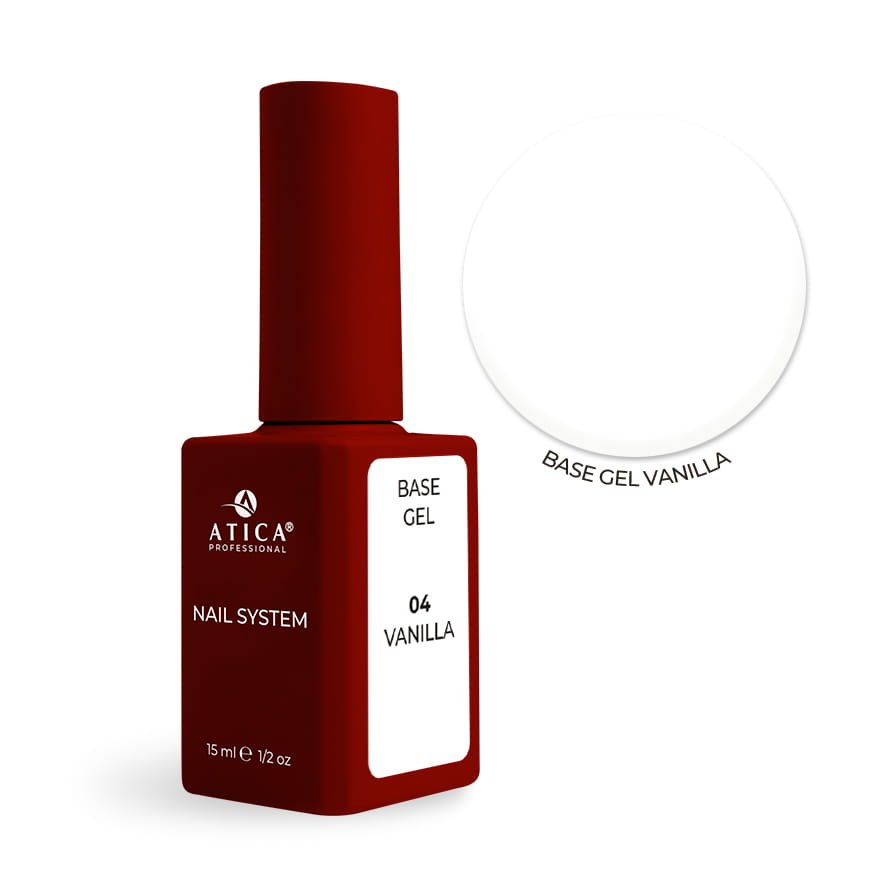 ATICA Base Gel 04 Vanilla – baza hybrydowa 15 ml ATICA Base Gel 04 Vanilla 15 ml – kremowa baza hybrydowa nude do manicure