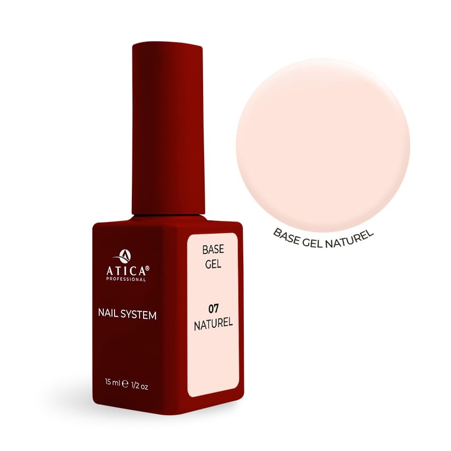 ATICA Base Gel 07 Naturel – baza hybrydowa 15 ml ATICA Base Gel 07 Naturel 15 ml – beżowa baza hybrydowa nude do manicure