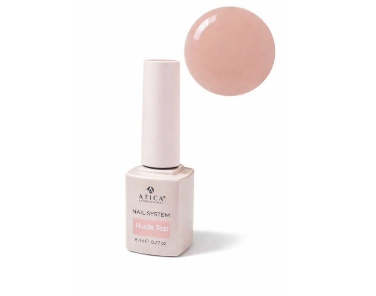 ATICA Nude Top Coat – top hybrydowy 8 ml ATICA Nude Top Coat 8 ml – nude top hybrydowy do naturalnego manicure