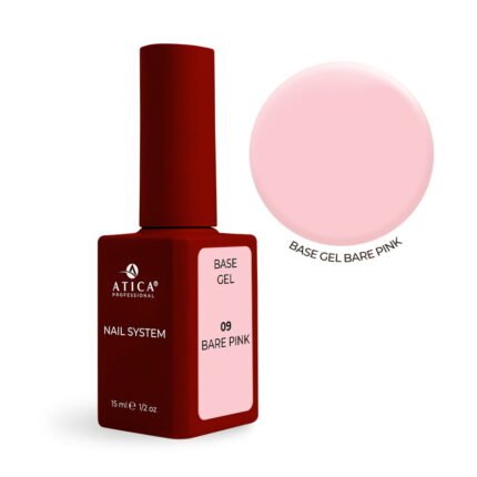 ATICA Base Gel 09 Bare Pink 15 ml – różowa baza hybrydowa nude do manicure
